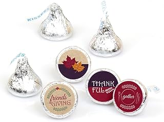 Big Dot of Happiness Friends Thanksgiving Feast - Friendsgiving Party Round Candy Sticker Favors - Labels Fit Chocolate Candy (1 Sheet of 108)