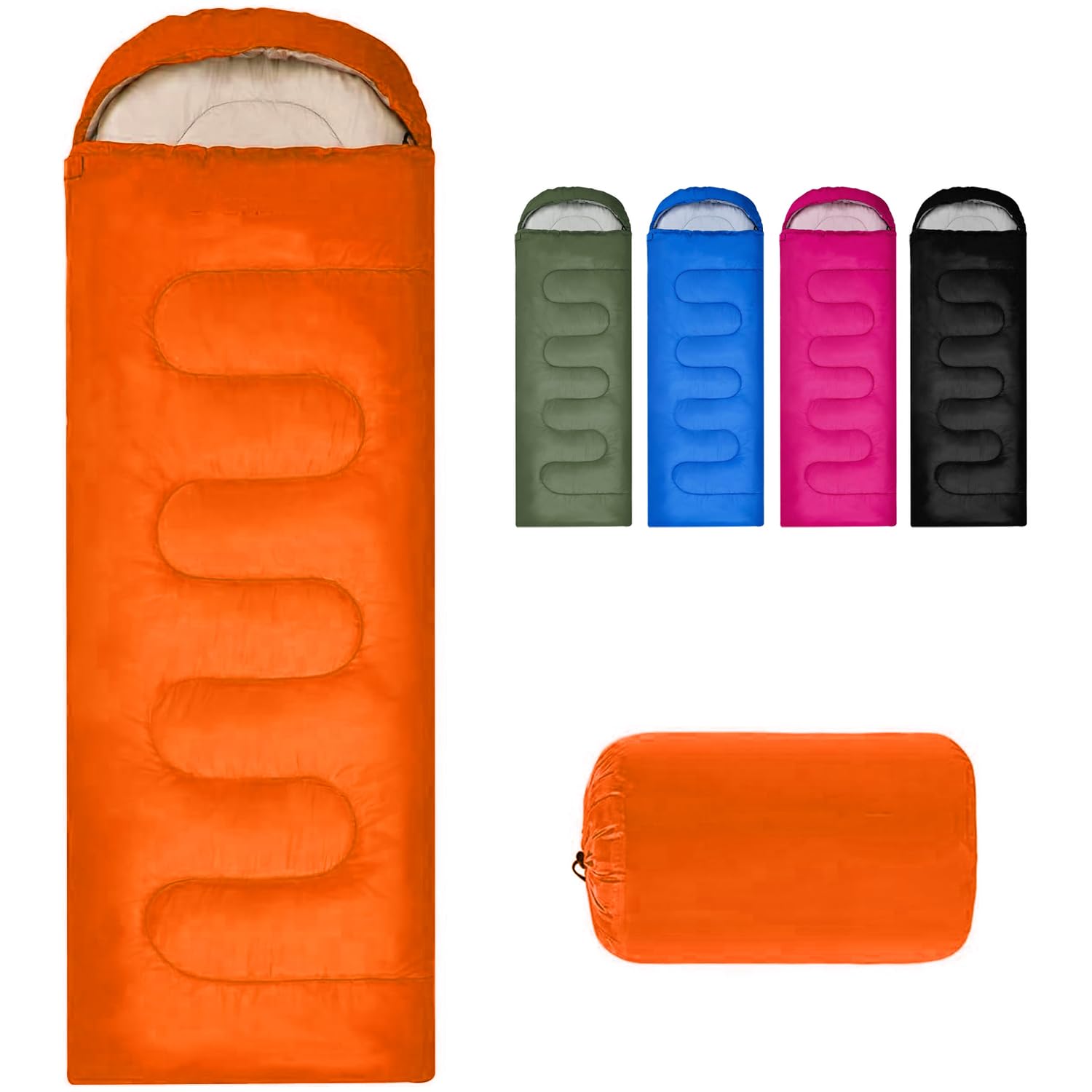 Sleeping Bag for Camping,Sleeping Bags for Adults Backpacking Waterproof, Small Packed Ultralight Carry Bag, 3 Seasons Adult Blanket, Soft,Thick and Warm, for Outdoor Hiking, Camping,Travel (Orange)