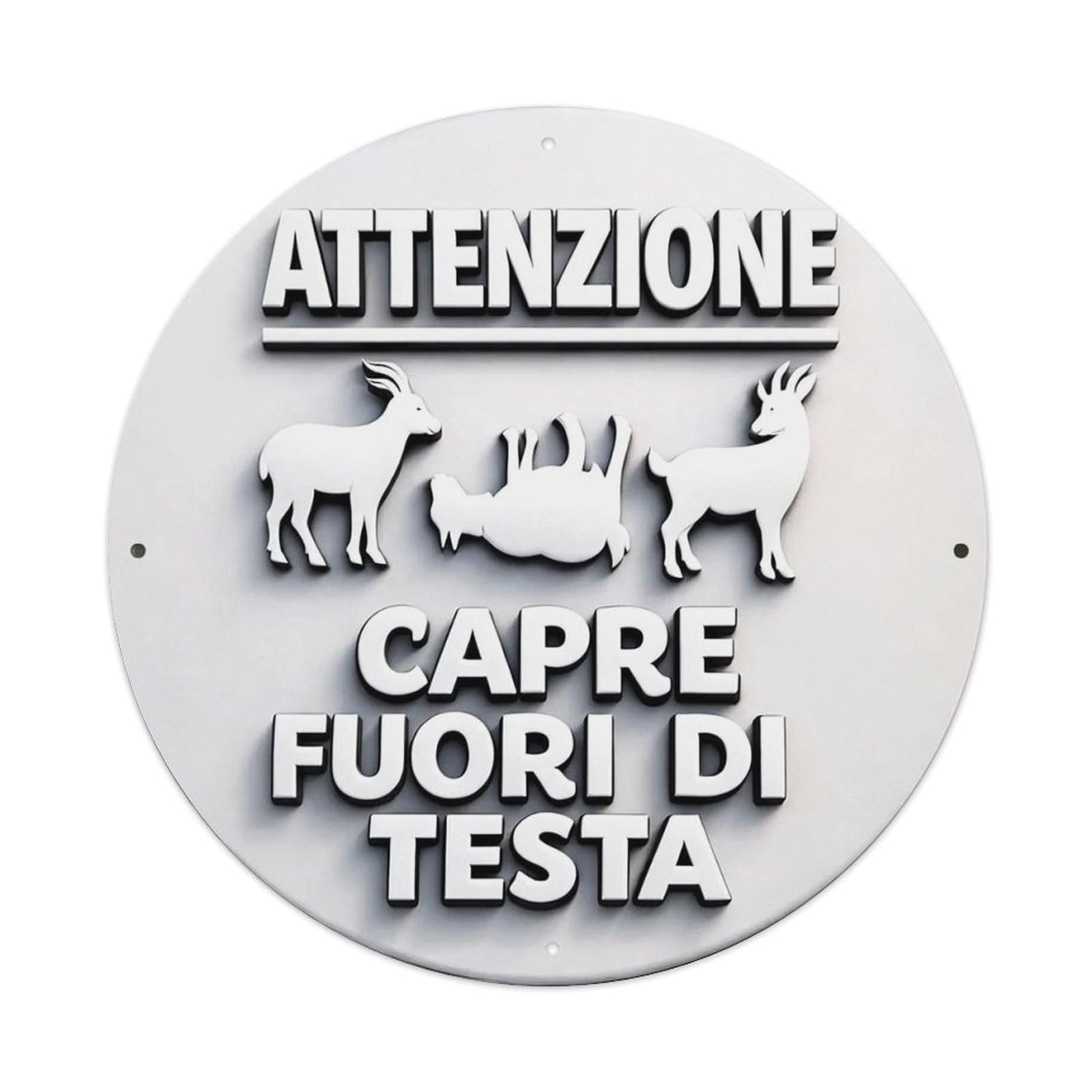 Jdyaojiesheng Vintage Attenzione Capre Fuori Di Testa Round Tin Sign Retro Metal Wall Decor Metal Poster, Home Bar Garage Farmhouse Cafe Wall Art Decoration 8X8inch