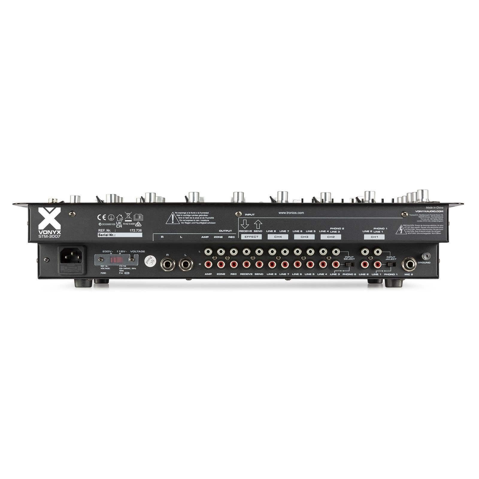 Power Dynamics PDMC804A Mezclador autoamplificado 4 canales | Amplificador integrado, control de eco, entradas para micrófono, para instalaciones móviles