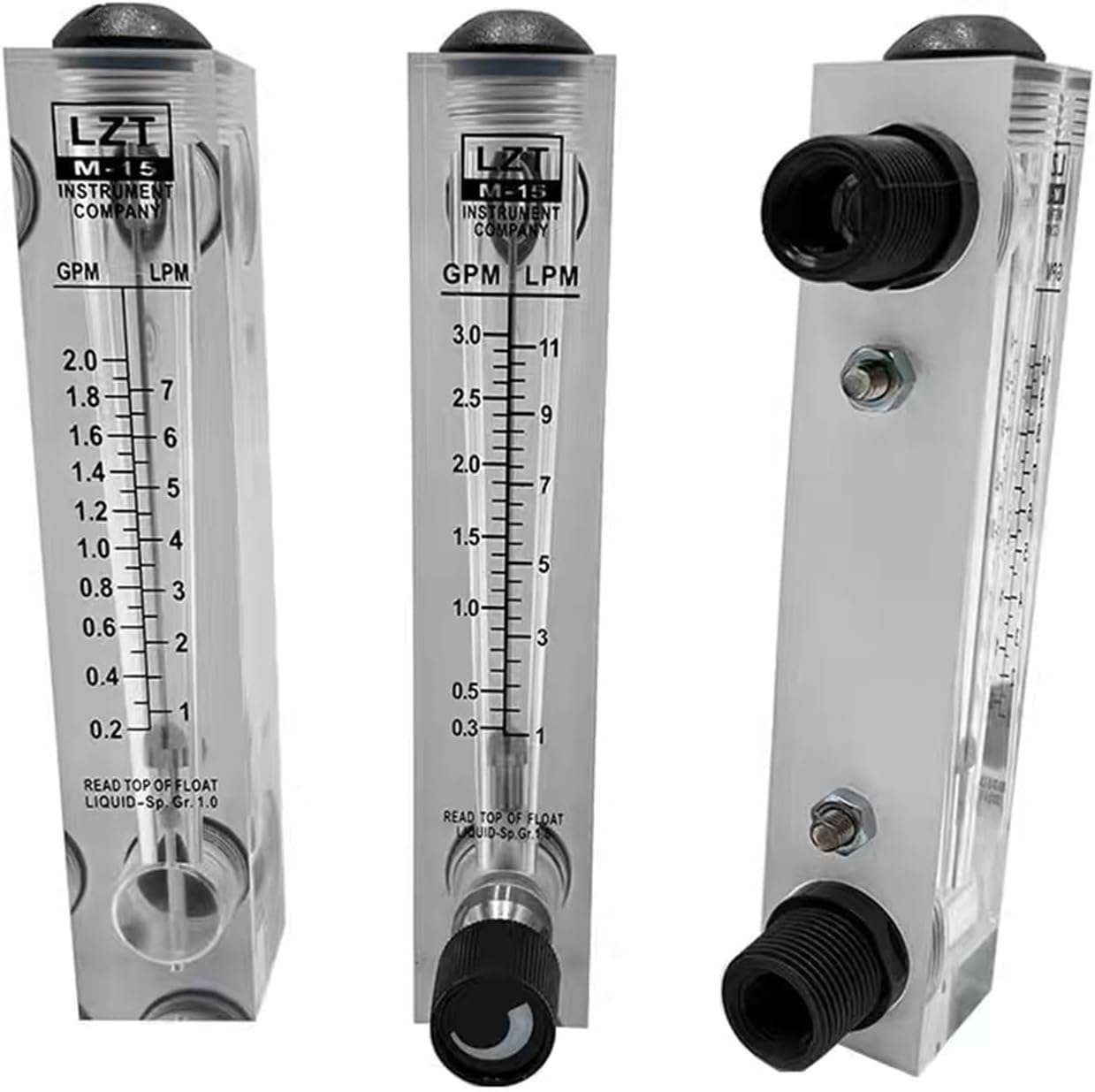 LZT-15M panel type flowmeter water liquid flow meter rotor float flowmeter LZT M-15(0.1-1GPM 0.5-4LPM,With valve)