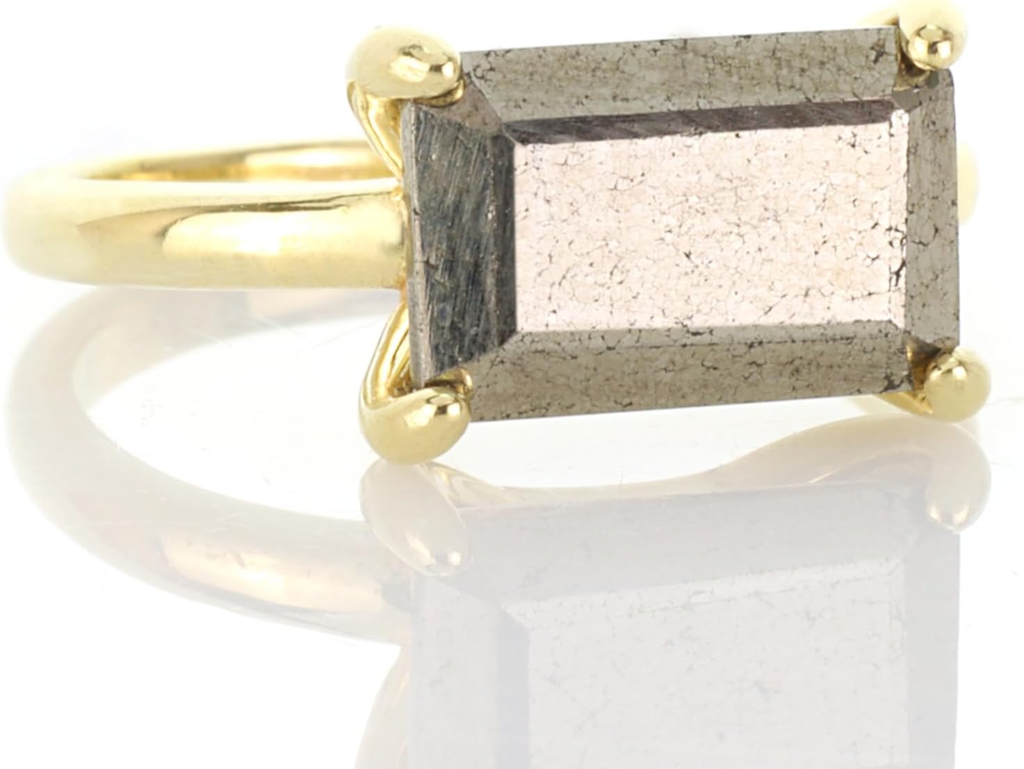 Shiny Pyrite Stone Ring - Unique Gemstone Jewelry for Women - Fashionable Stackable Design for Everyday Wear - Customizable with Engraving - with Fancy Jewelry Box