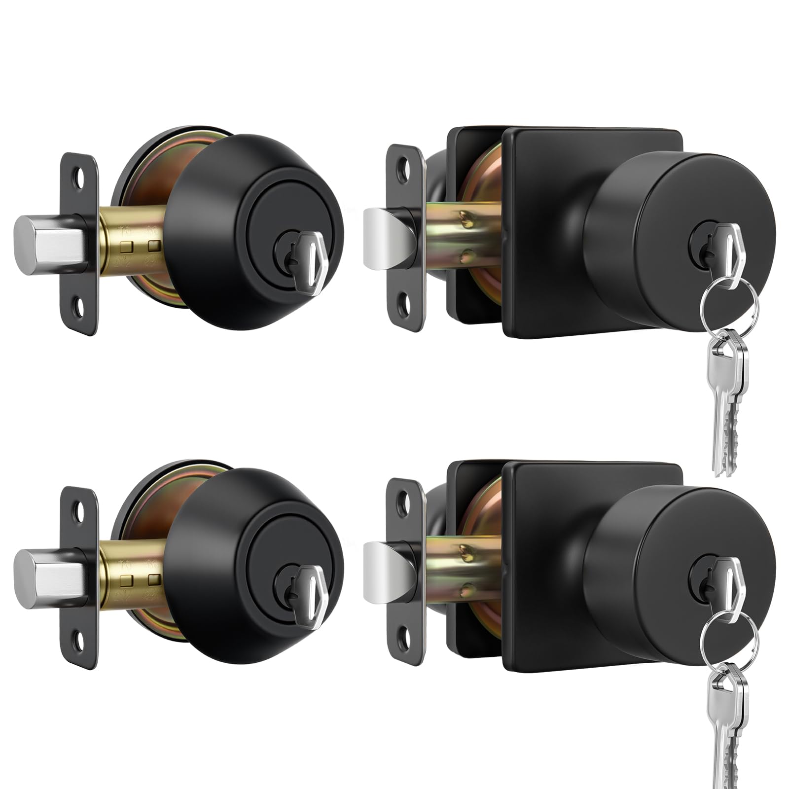 Matte Black Door Knobs - 6 Pack for Privacy -32