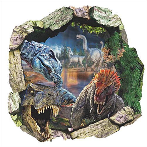 Zooarts Dinosaur Cracked Wall Removable Vinyl Mural Art Wall Sticker Decal