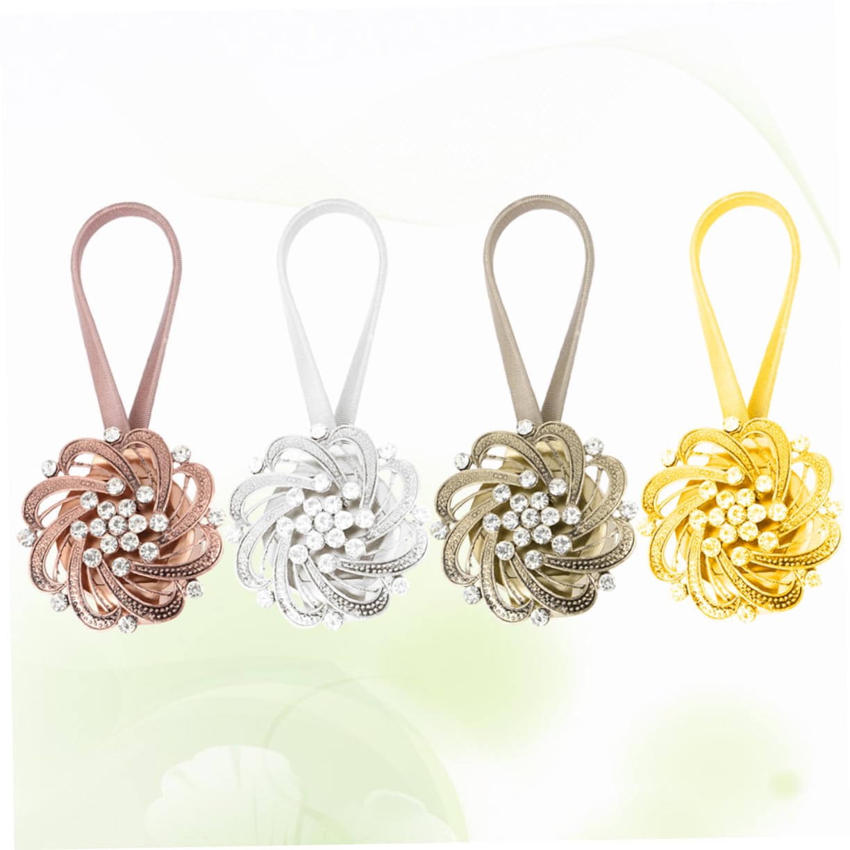 Amosfun 4 Embrasses Magnétiques pour Rideaux en Alliage, Fermoir en Strass, sans Perçage, pour Salon et Studio