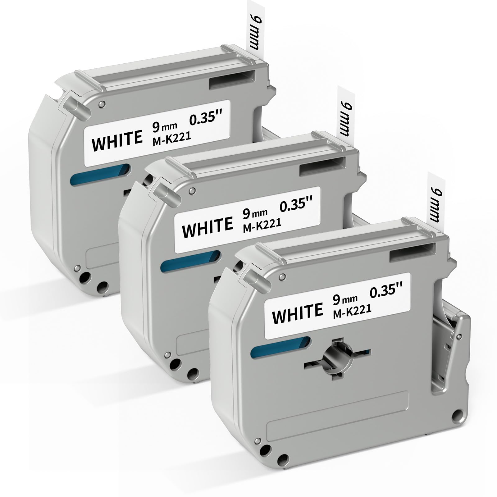 M-K221 Label Tape 9mm 3/8'' White Replacement for Brother M MK221 M-221