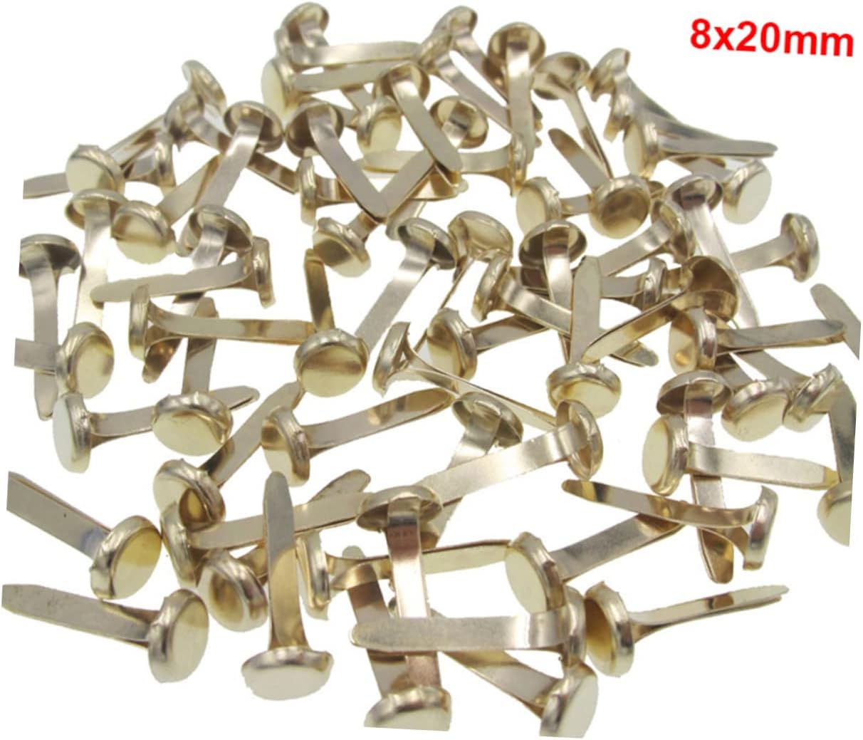 Uonlytech 100Pcs Mini Round Brads Golden Two Legged Horn Nails for DIY Crafts Scrapbooking and Cardmaking Fasteners Durable and Attractive Design