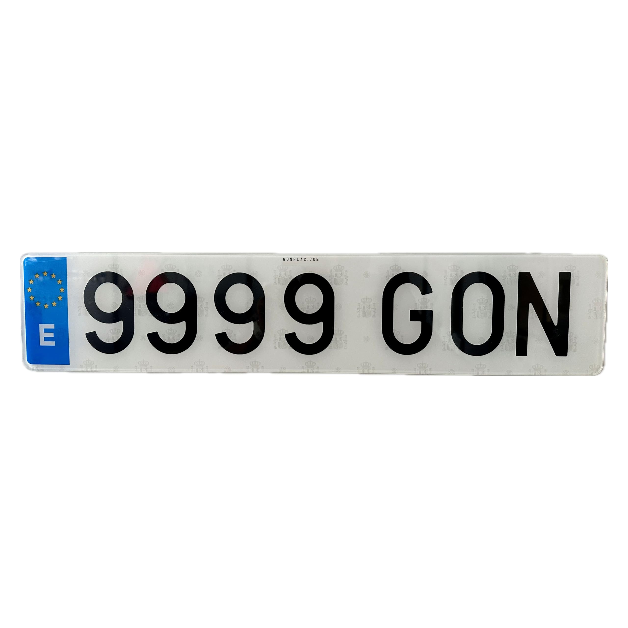 Gonplac Matrícula Acrílica Coche Homologada Alto Impacto Larga 52 x 11 CM & Alfa 34 x 11 CM (Conjunto 2 Und)
