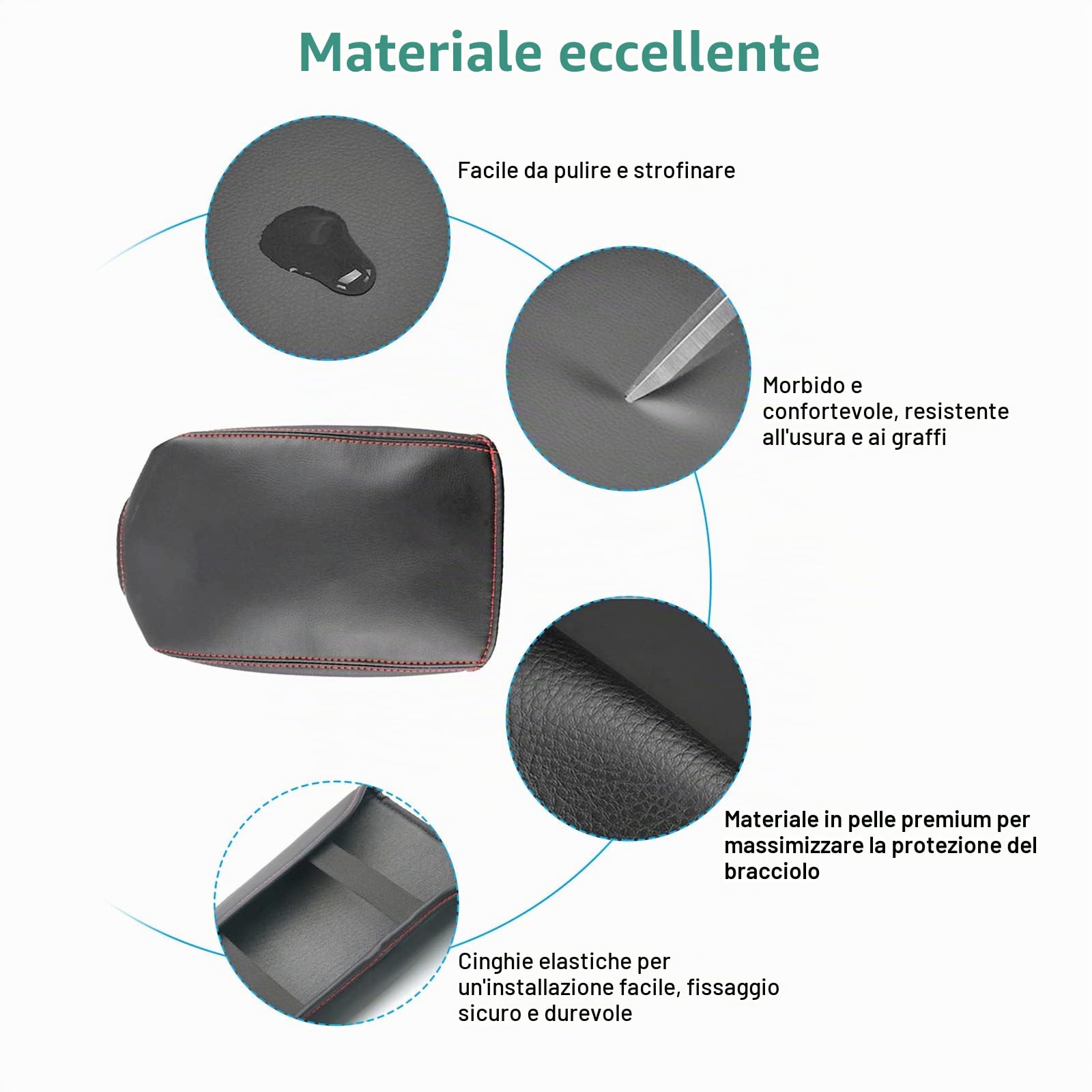 GAFAT V-W Polo MK6 Taigo/Seat Ibiza 5 6F/Seat Arona 2018-2024 2025 Bracciolo di Protezione in pelle, Seat Ibiza Arona Copertura per Braccioli, Compatible con VW Polo MK6 Accessori