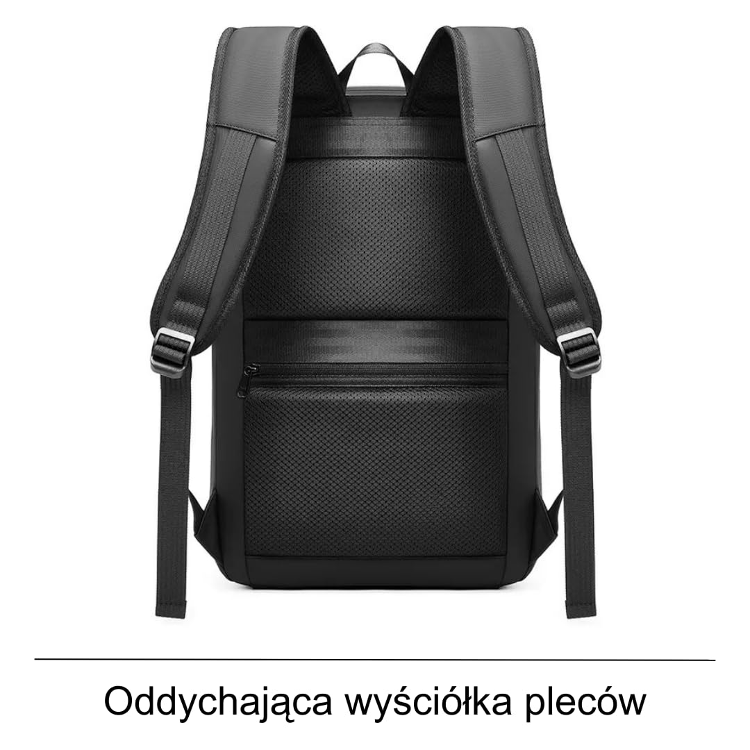 Plecak Męski z Kieszenią na Laptop 15,6" 46x31x12 Bagaż Podręczny Plecak na Laptopa 6 Przegródek Torba Antykradzieżowa Wodoodporna Port USB 24L Plecak Biznesowy Praca Biuro Szkoła Uczelnia Podróże