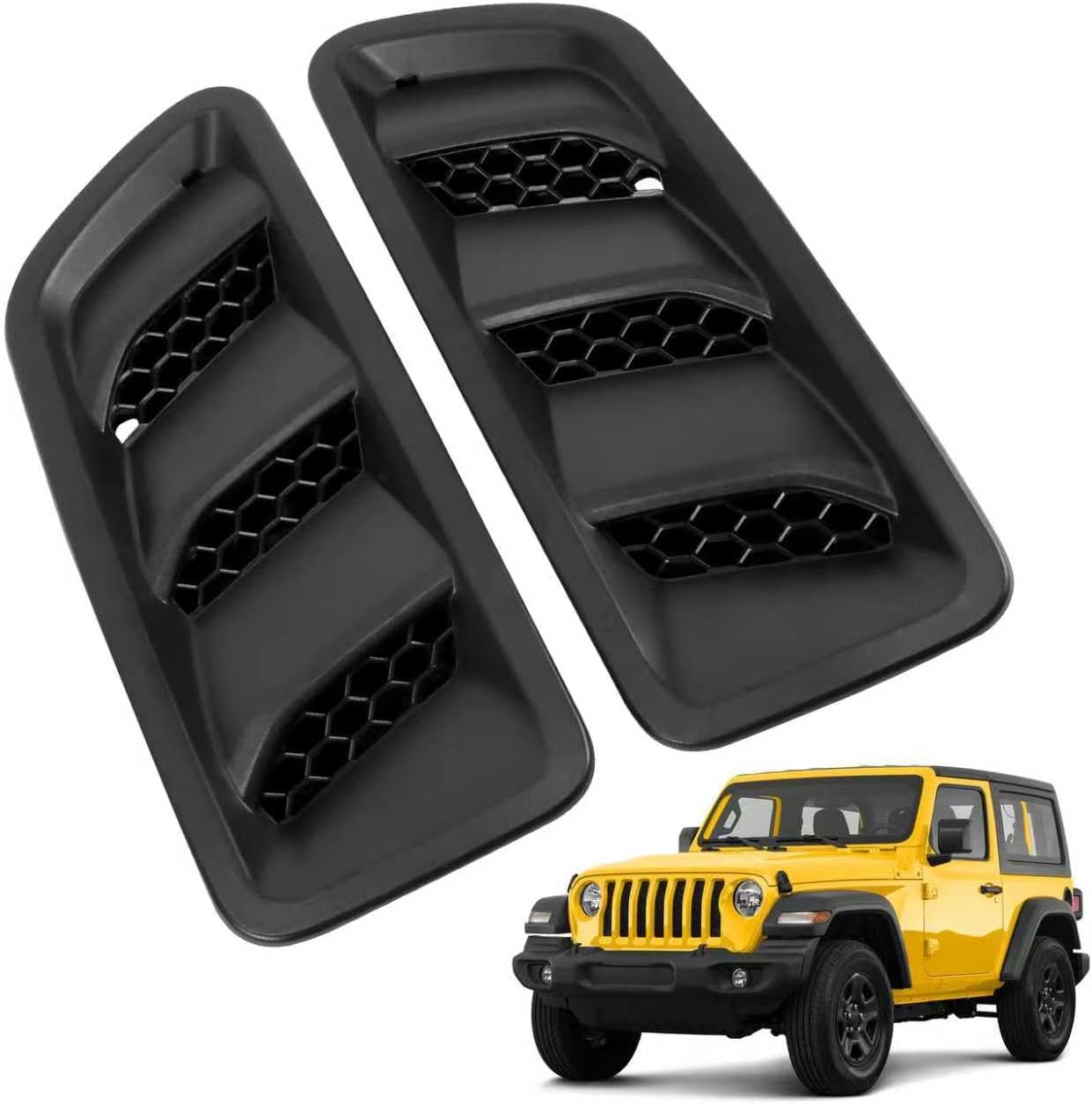 68293749AB 1 Pair Driver and Passenger Side Hood Vent Bezel Compatible with Jeep Wrangler 2018-2024 Gladiator 2020-2024 Hood Vent Grille Replaces 68293748AF 68293749AF 68293748AB 68293749AA 68293749AC