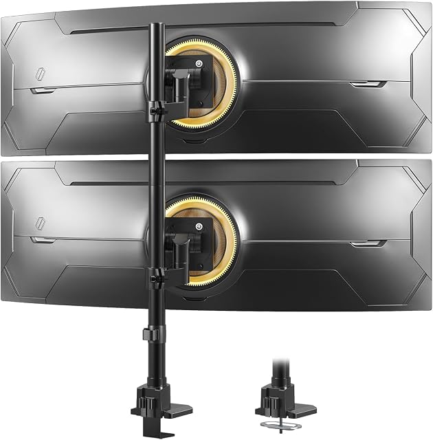 Dual Monitor-Arm Ultrawide Heavy Duty - Moniteur vertical double de 24-57 pouces Mount, Bureau de double moniteur ajustable Mount Restez debout. Max Charger 59.4 lbs (par bras), VESA 75/100 mm, noir
