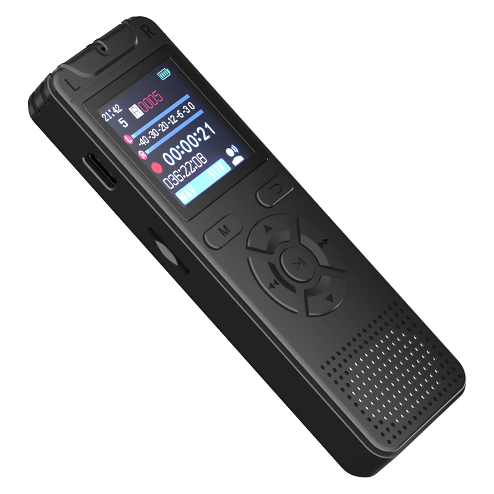 Registratore vocale portatile Registratore audio digitale Memoria da 8 GB Funzionamento semplice Ideale per interviste Schermo da 1,44 pollici PCM 1536 Kbps Registratore audio WAV