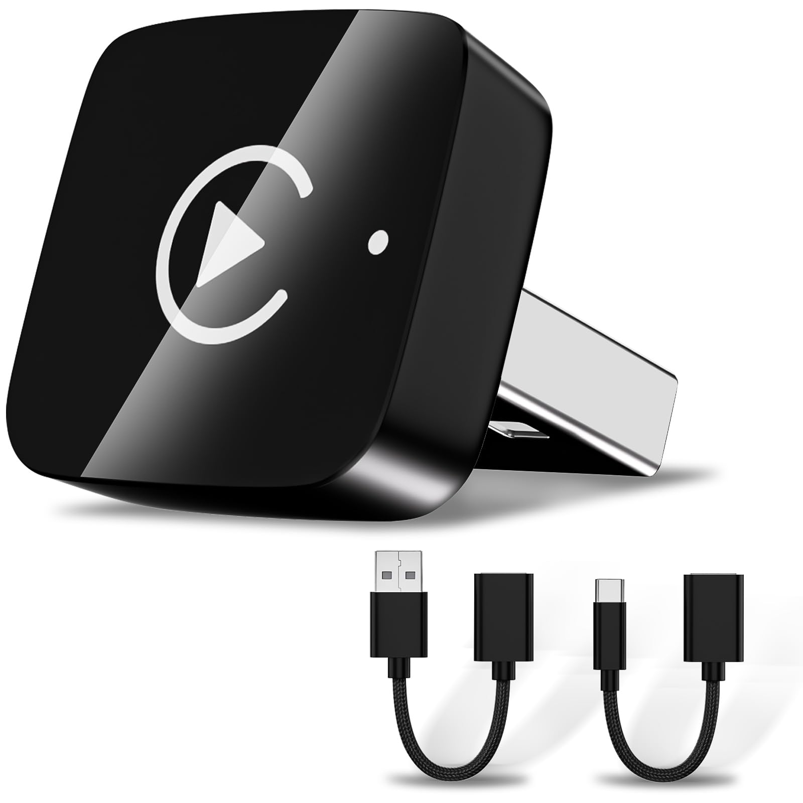 2 in 1 Wireless CarPlay and Android Auto Adapter for iPhone, Plug&Play Mini USB/USB C Car Play Adapter Fast and Stable Connection,No Delay Convert