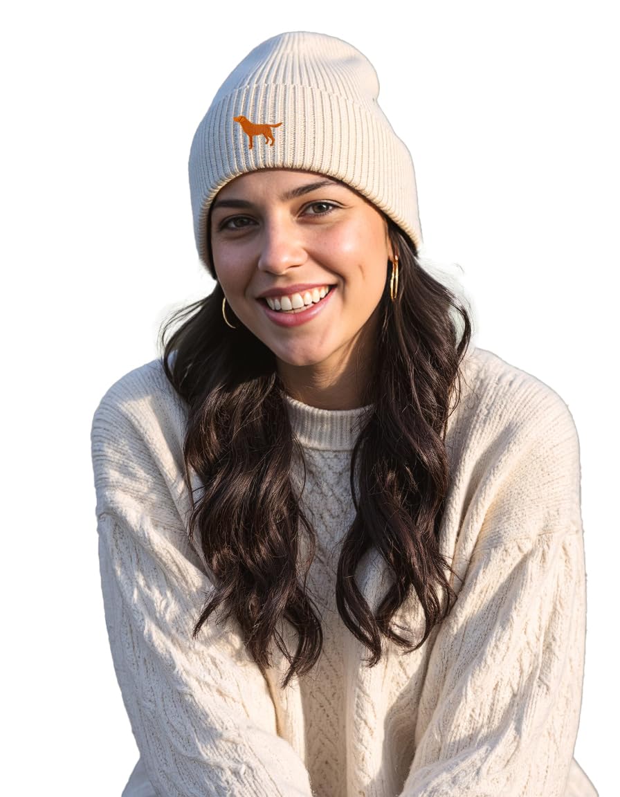 The House Of Dog: Fox Red Labrador Retriever Owner Gift. Oversized Cuffed Beanie Ski Hat. Oatmeal