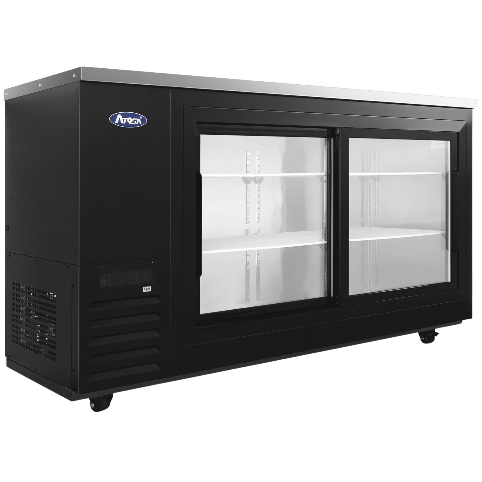 Atosa Commercial Black Steel Shallow Depth Back Bar Cooler With Sliding Glass Doors on Fridge.com - View 3
