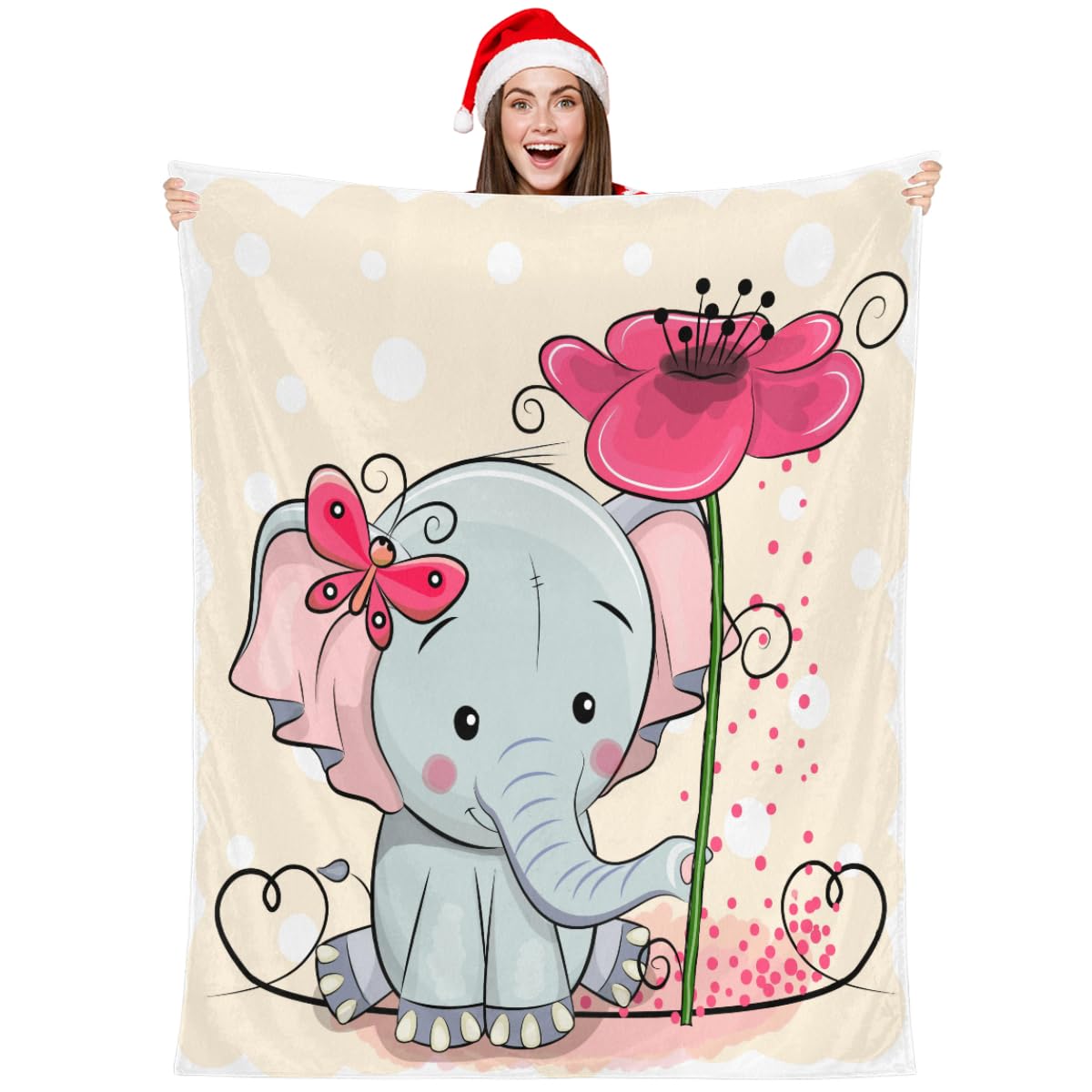 Coperta In Pile Con Stampa Elefante 127x152 Cm – Morbida E Accogliente Per Divano E Letto, Leggera