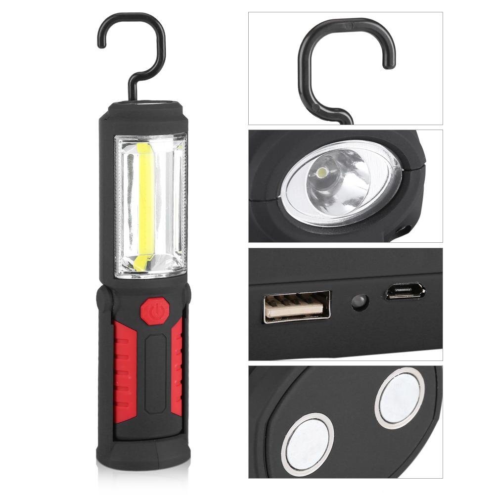 HIMS Werklamp LED Werkplaatslamp, COB Werklamp Magneet Met Haken Vouwen Usb Opladen Werklamp Led Campinglamp