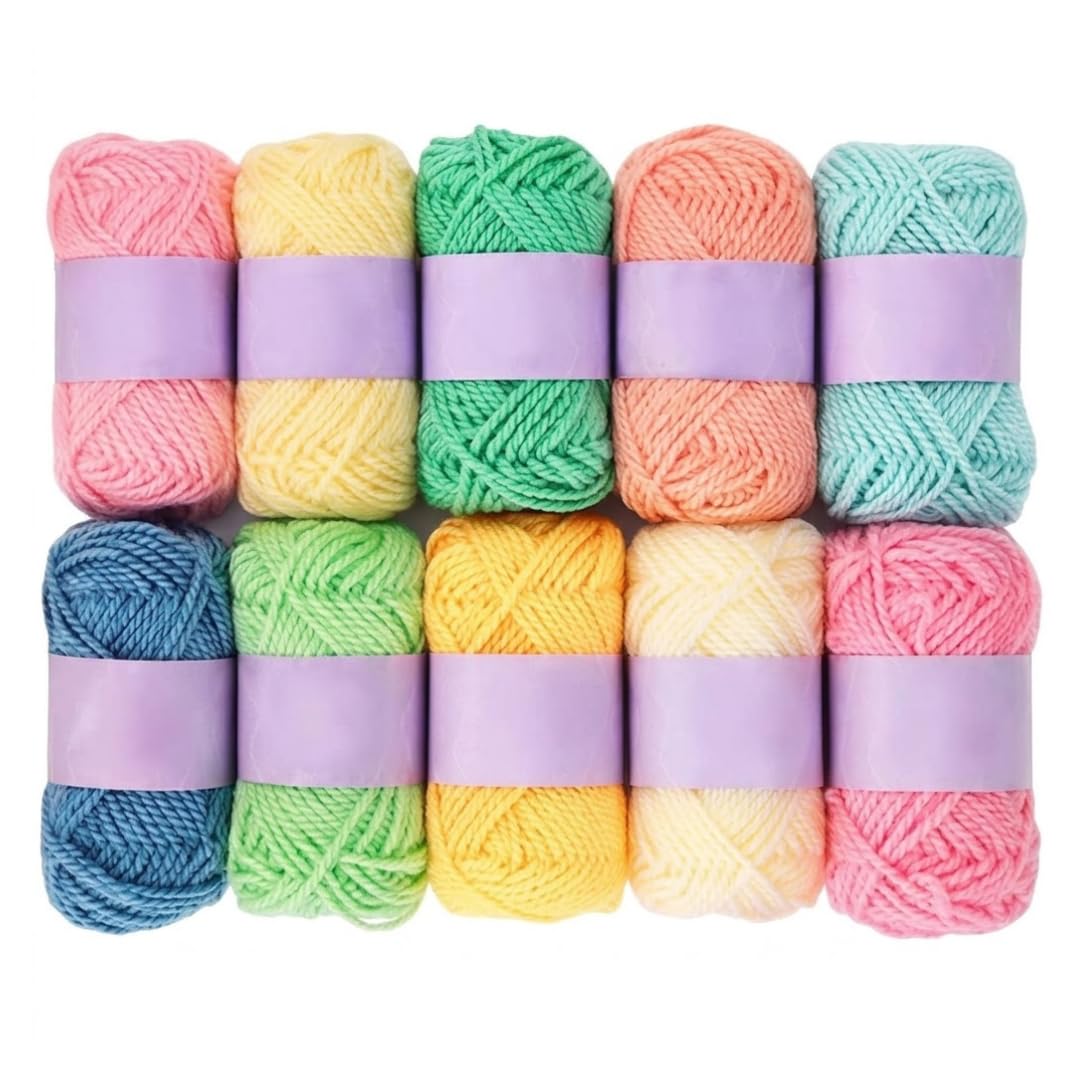 12 Multicolor Soft Wool Yarn Balls for Knitting, Crochet & DIY Craft | Acrylic Knitting Thread for Hand Embroidery, Weaving, Sewing & Art Projects | Bright Assorted Colors (Pastel 10)-image-19