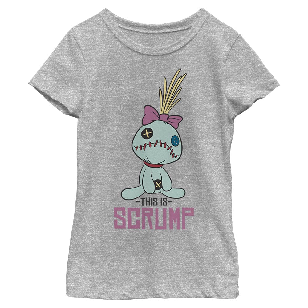 Disney Lilo & Stitch This is Scrump Girl's Crew Tee, Athletic Heather, XS, Athletic Heather, XS