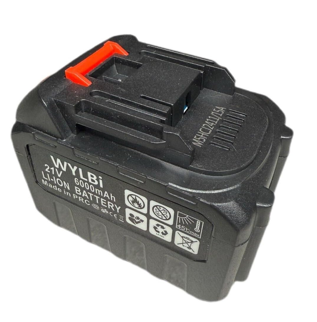 2x Batteria di Ricambio 6000 mAh 21V, per Dispositivi Elettrici come Sega, Motosega, Smerigliatrice,con Powercheck, Batteria di Ricambio da 6,0 Ah
