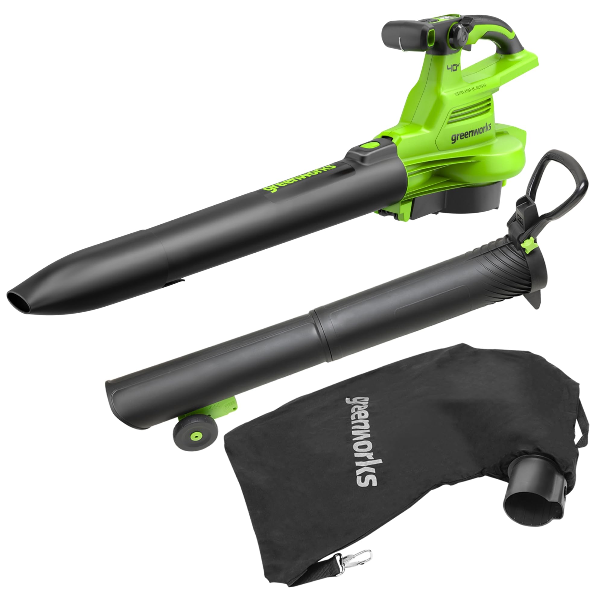 Greenworks GD40BVII - Soffiatore aspiratore a batteria - SENZA BATTERIA E CARICABATTERIE