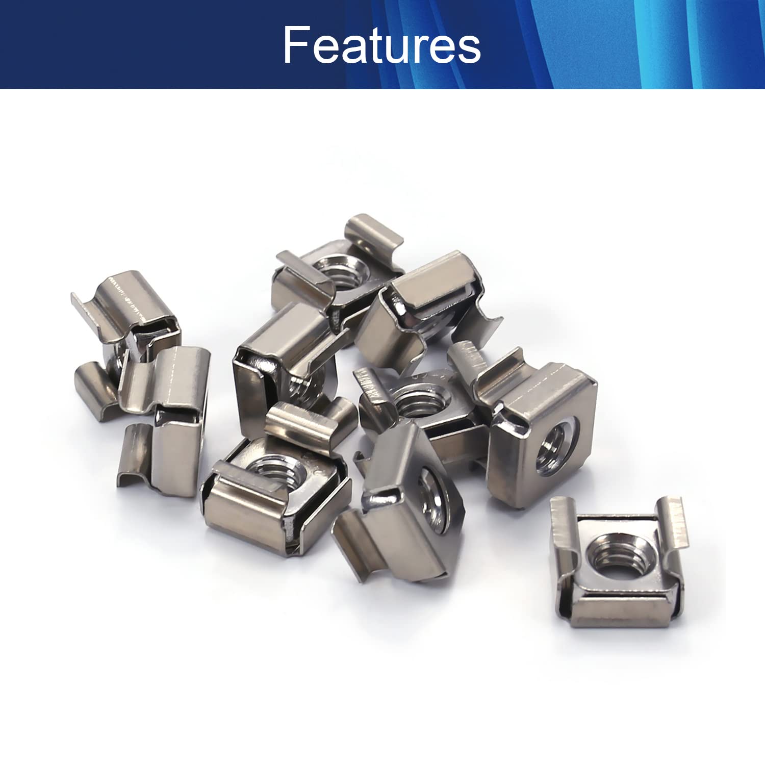 Juvielich M8 Rack Mount Cage Nuts 304 Stainless Steel Cage Nuts for Server Shelves Rack Cabinet M8x17x12mm 20PCS