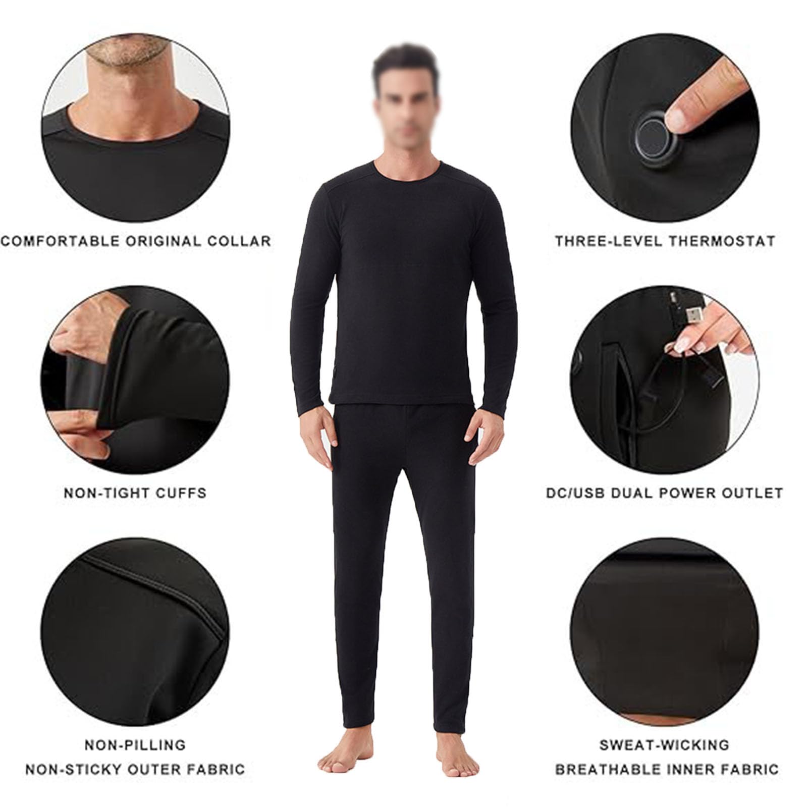 Completo Intimo Termico Riscaldato per Uomo e Donna 28 Zone di Riscaldamento Completo Intimo Riscaldato Elettrico Parte Superiore e Inferiore