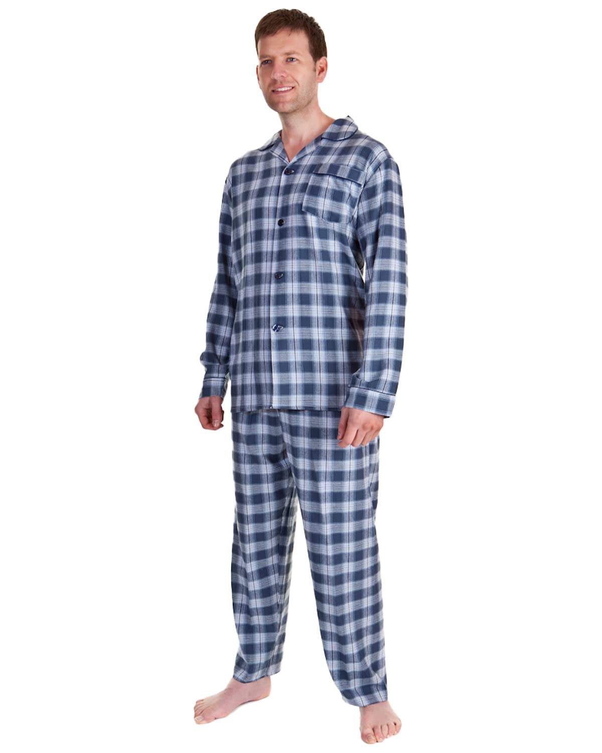 Undercover Haigman Brushed Cotton Pyjamas 7493(C) Navy/Blue/White Check 2XL