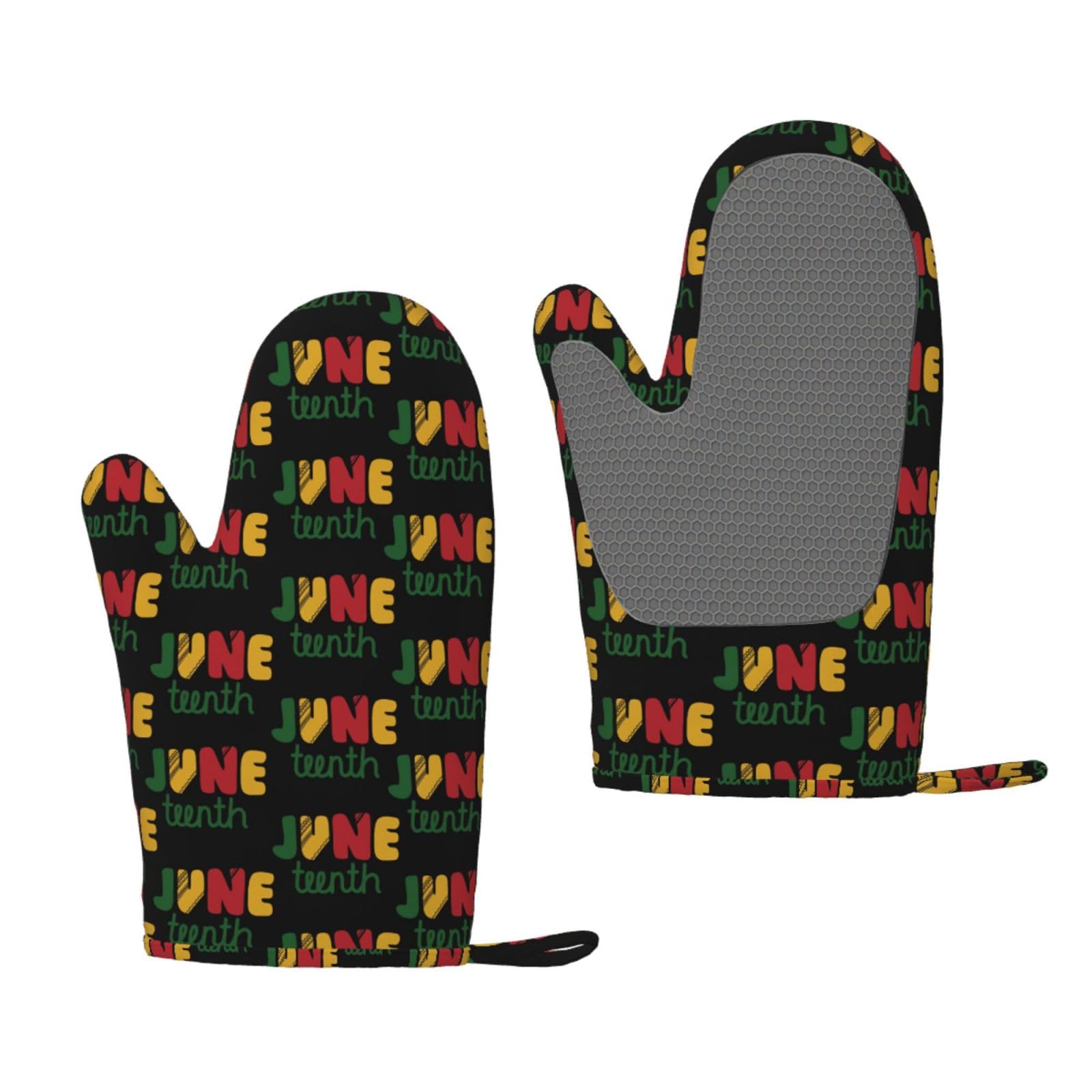 Happy Juneteenth Day Freedom 1865 Oven Mitts Pot Holders Resistant Silicone Oven Gloves for Kitchen Baking BBQ