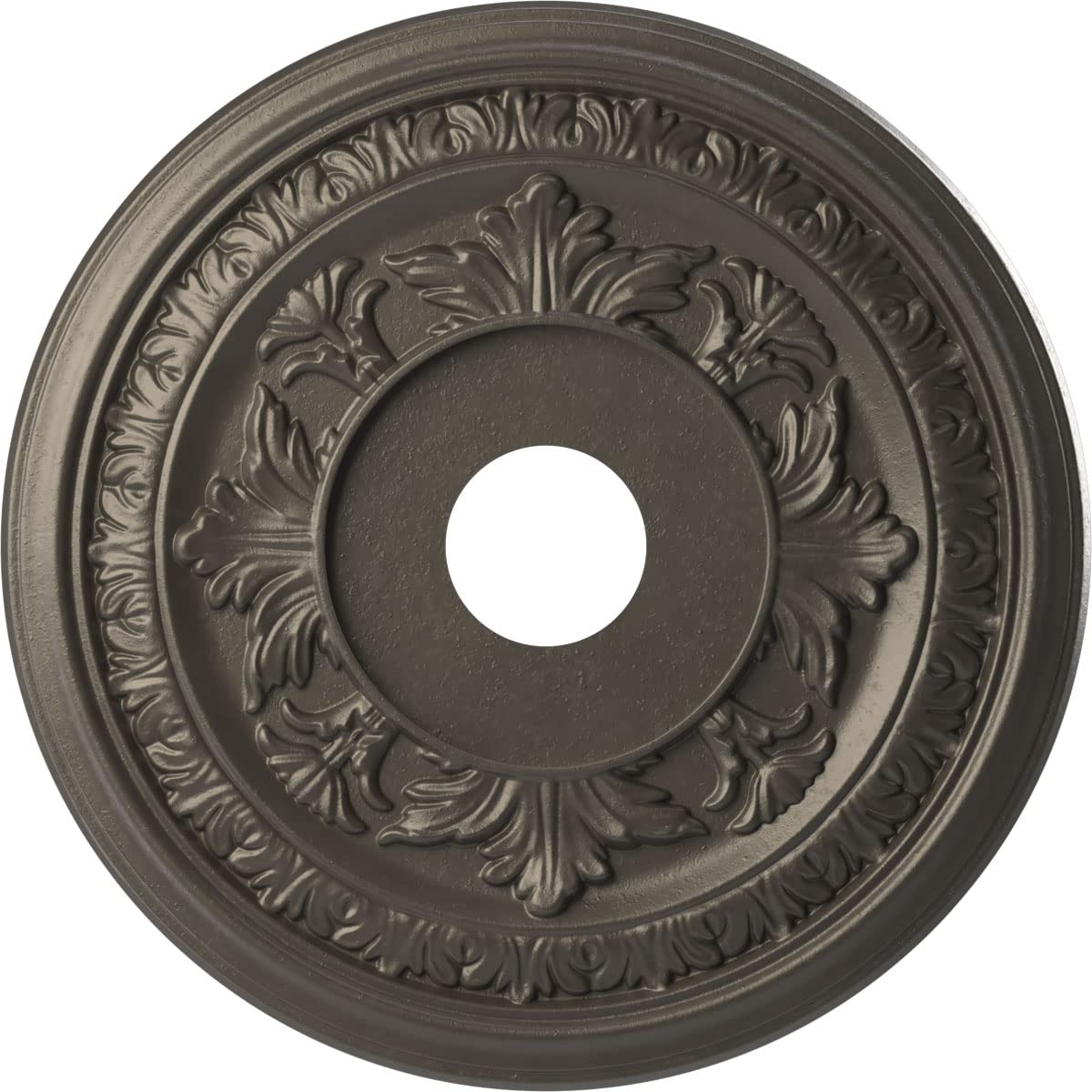 Ekena Millwork CMP19BADST Baltimore Thermoformed PVC Ceiling Medallion (Fits Canopies up to 7 3/4"), 19"OD x 3 1/2"ID x 1"P, Universal Aged Metallic Weathered Steel