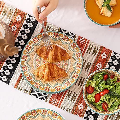 vancasso Tafelservies, dessertborden, porselein, 4-delige taartbordenset, Mandala-serie, Ø 21,2 cm platte borden voor ontbijt, Boheemse stijl - Image 5