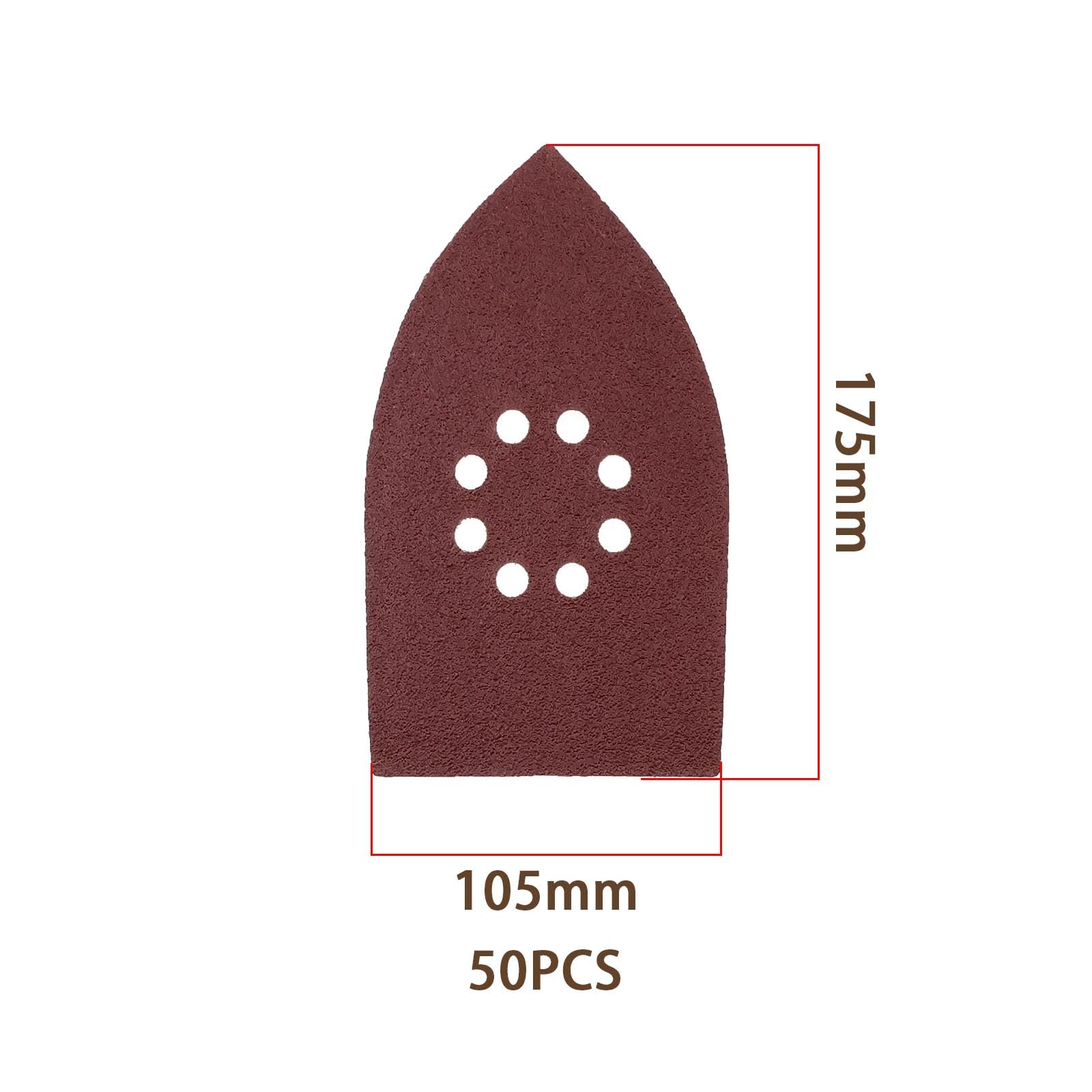 ECSiNG 50 Pièces 105x175 mm Feuilles de Ponçage pour Ponceuse à 8 Trous Grain 40 60 80 100 120 Tampons de Ponçage en Papier de Verre Compatible avec Black Decker Les Ponceuses Multiples KA200 KA110E