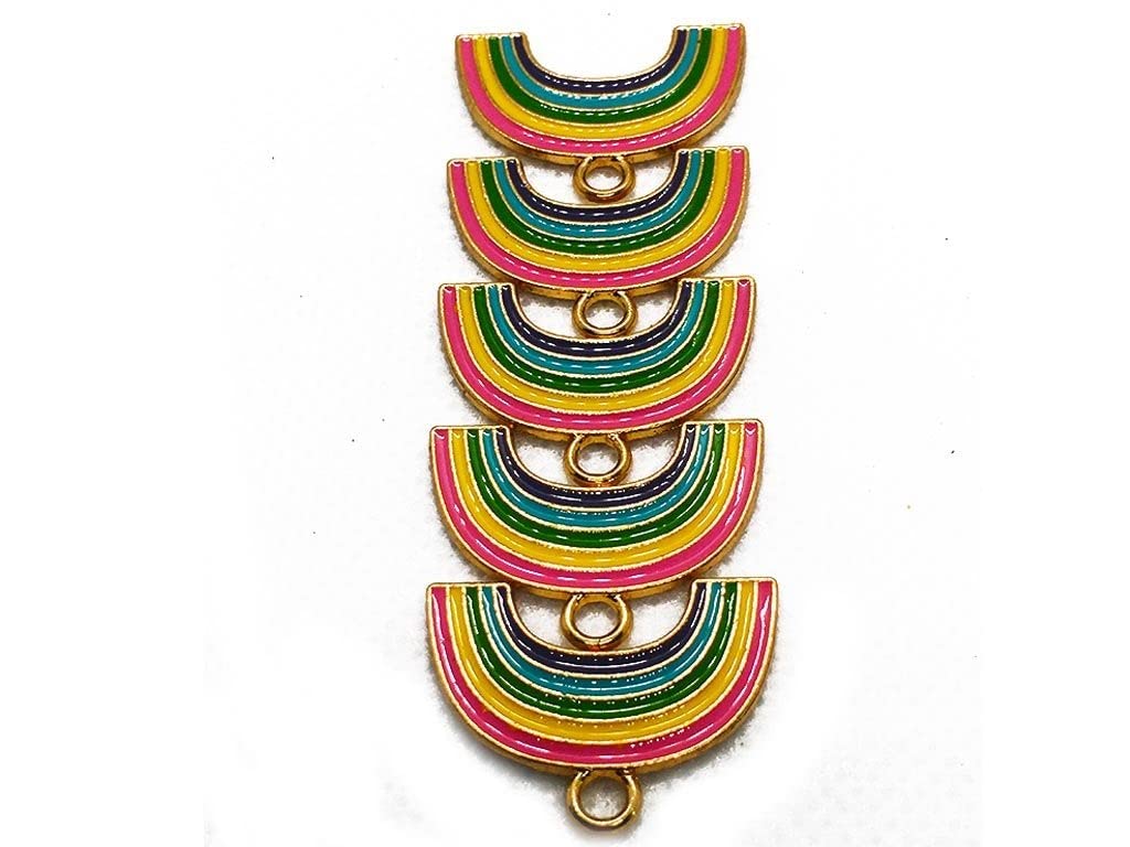 THE DESIGN CART Multicolour Rainbow Charms for DIY Craft Jewelry Making, Necklace, Bracelet,Size-Standard,Pack of 5 Pieces