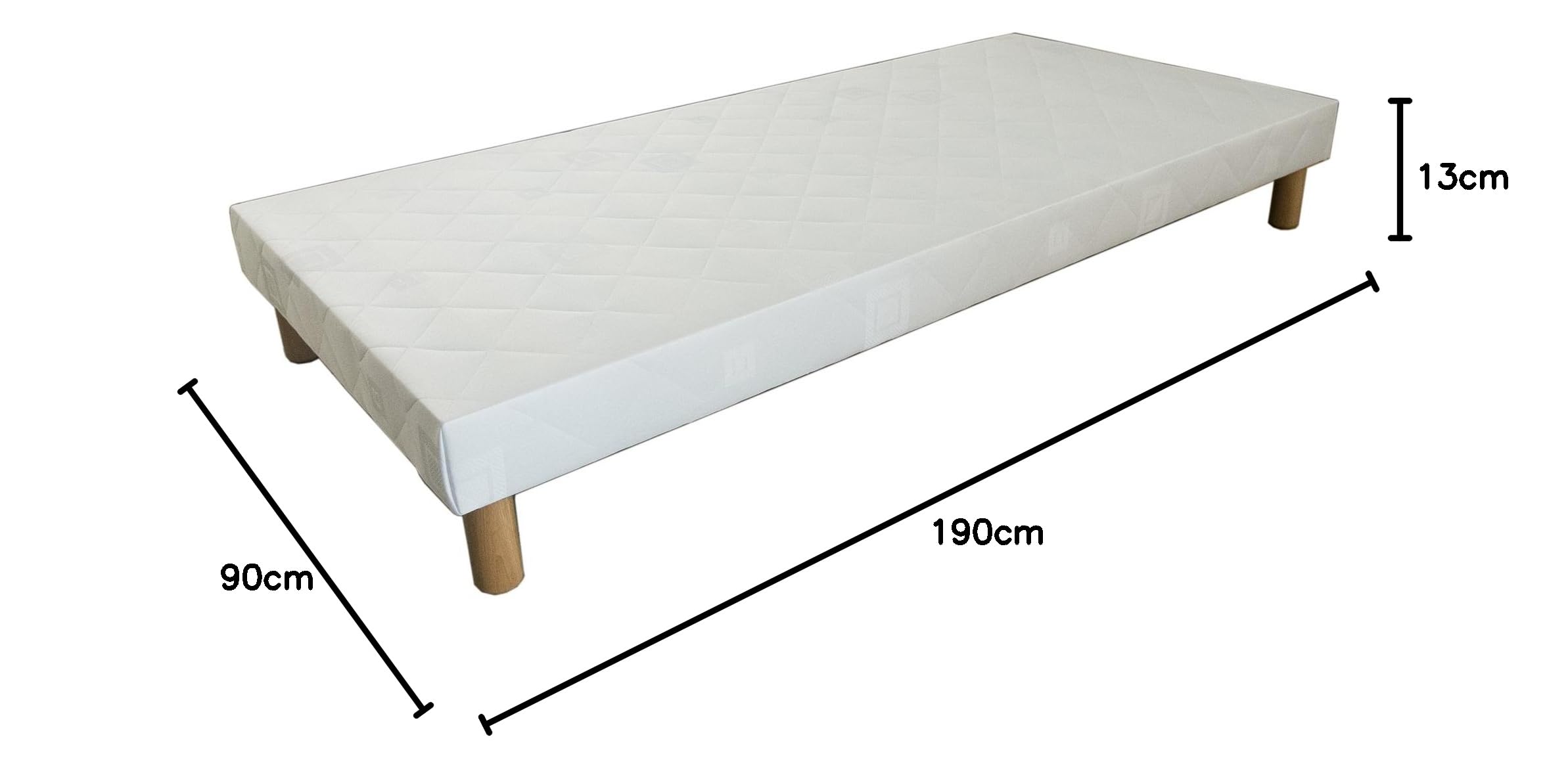 Hévéa Sélection SOMMIER TAPISSIER VOLIGE 90x190 + 4 Pieds