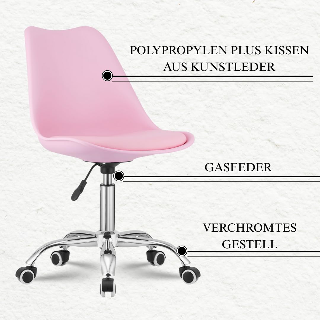 FORTENA vModernes Bürosystem: Schreibtisch und Drehstuhl in vielen Farbvarianten. Klappfunktion des Schreibtisches. (Stuhl, Rosa)
