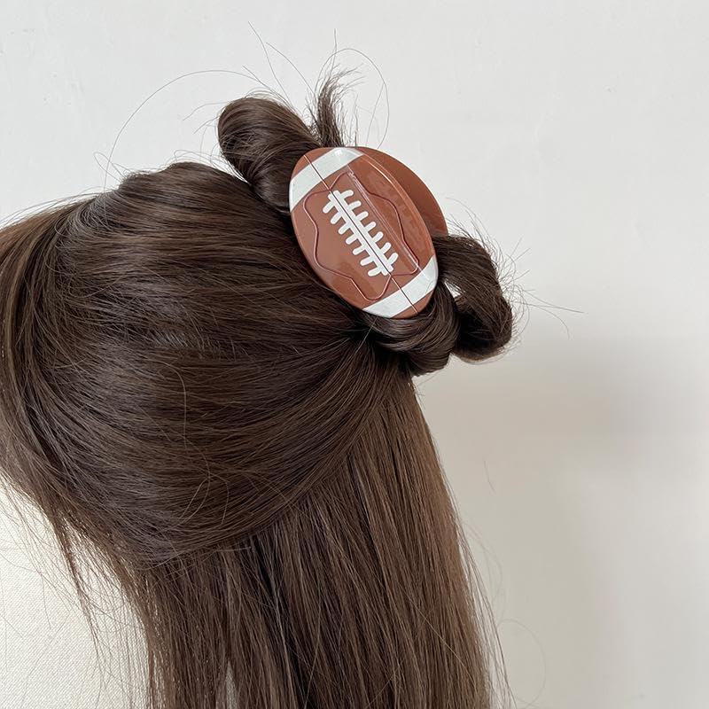Brown Rugby Hair Claw Clips Creative Ball Hair Clip Funny Hair Claw Rugby Acrylic Clip Brown Hair Barrettes Strong Hold Non Slip Colorful Sport Hair Clips for Women and Girl Hair Accessories 1Pcs - Image 5