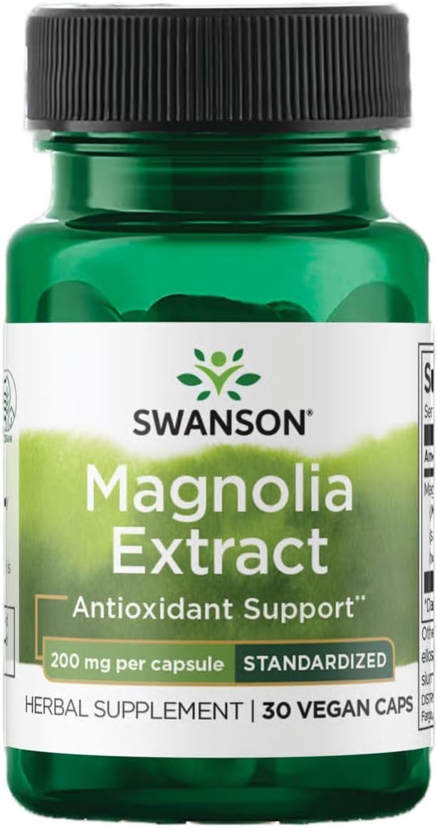 Swanson Magnolia Bark-Herbal Supplement Traditionally Used to Promote Nervous System & Digestive Health Support-May Promote Respiratory Health & Stress Support (30 Veggie Capsules, 200mg Each) 2 Pack