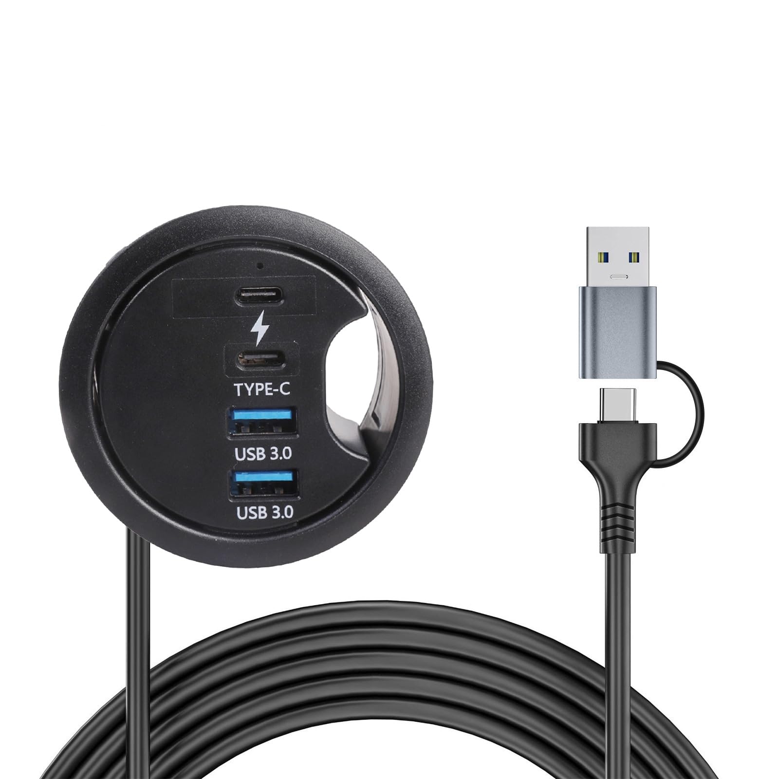 Adattatore da tavolo USB 3.0 per desktop, 4 porte, velocità di trasferimento dati PC, laptop, tipo C