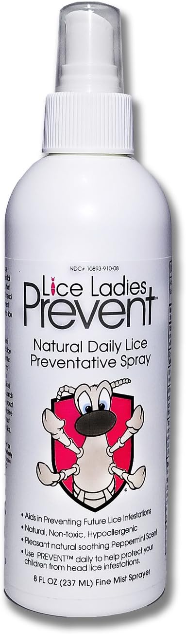 Prevent/Natural Daily Lice Preventative Spray/Non-Toxic homeopathic lice Repellent with Soothing Peppermint Scent / 8 oz Spray Bottle
