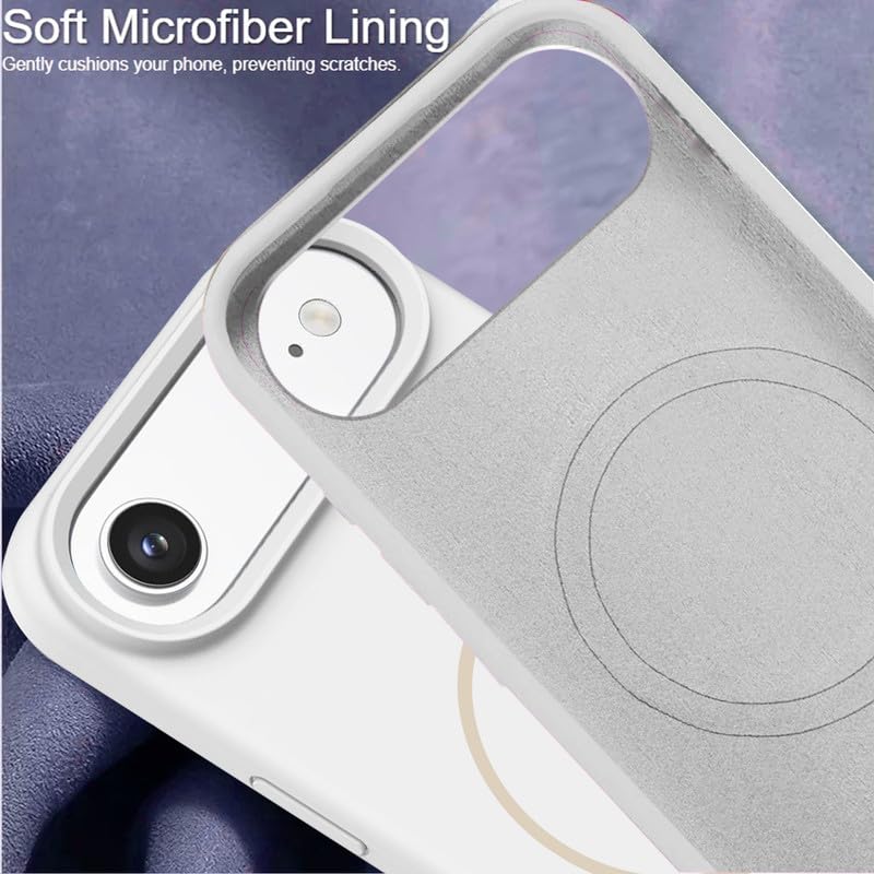 Image of LuxuryKase Silicone Magnetic Case for iPhone Air | Soft Microfiber Lining | MagSafe Support | Shockproof Protective Cover | Precise Cutouts | Slim Fit Design - White