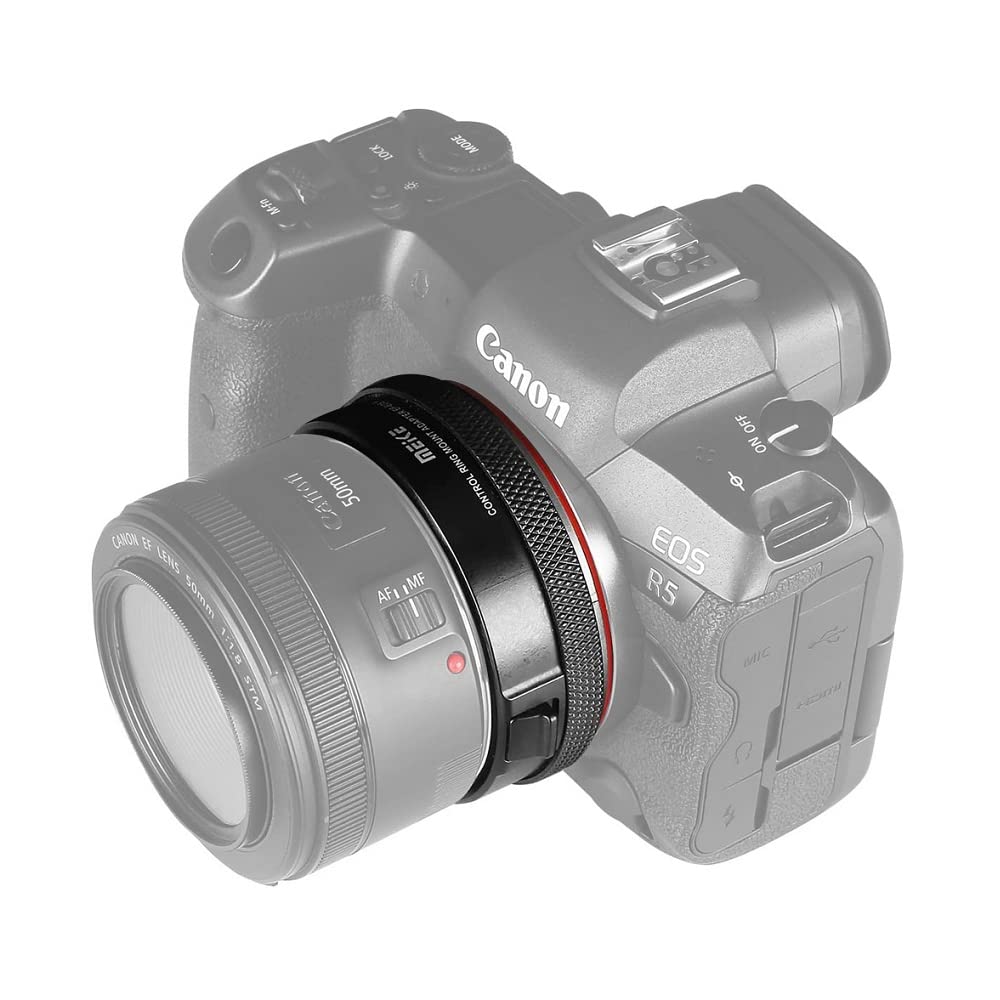 Meike MK-EFTR-B Compatible with Ca Non EF/EF-S Lens to RF Mount Cameras Auto-Focus Lens Adapter with Control Ring for Ca Non EF/EF-S Lenses to Canon EOS R RP R5 R6 R7 R10 C70