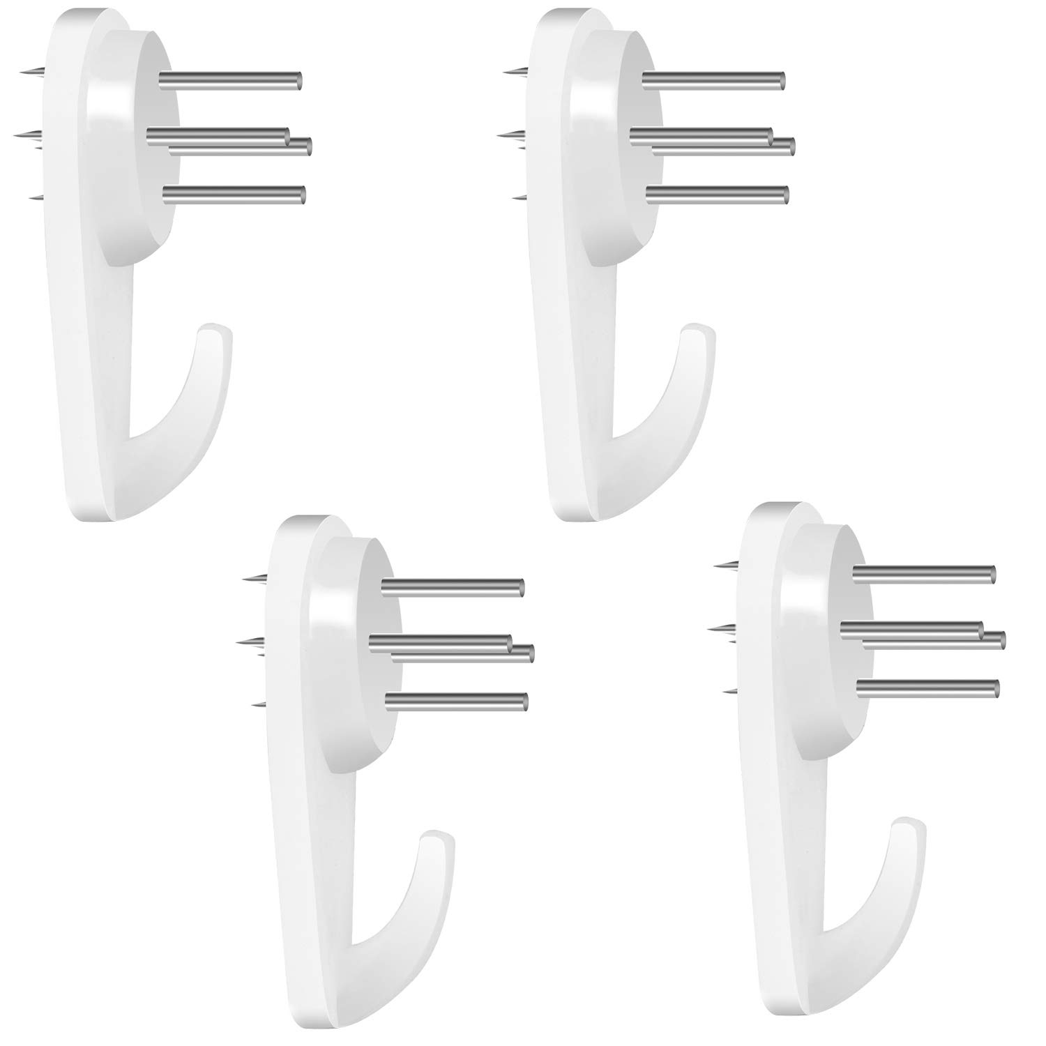 Sukudon White Picture Hooks For Hard Wall Picture Hanging Kit Hard Wall Hanger Hook 4Pc-B
