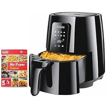 INALSA Air Fryer Top Chef Digital-1400W, 4L|Smart AirCrisp Technology| 8-Preset, Touch Control & Digital 