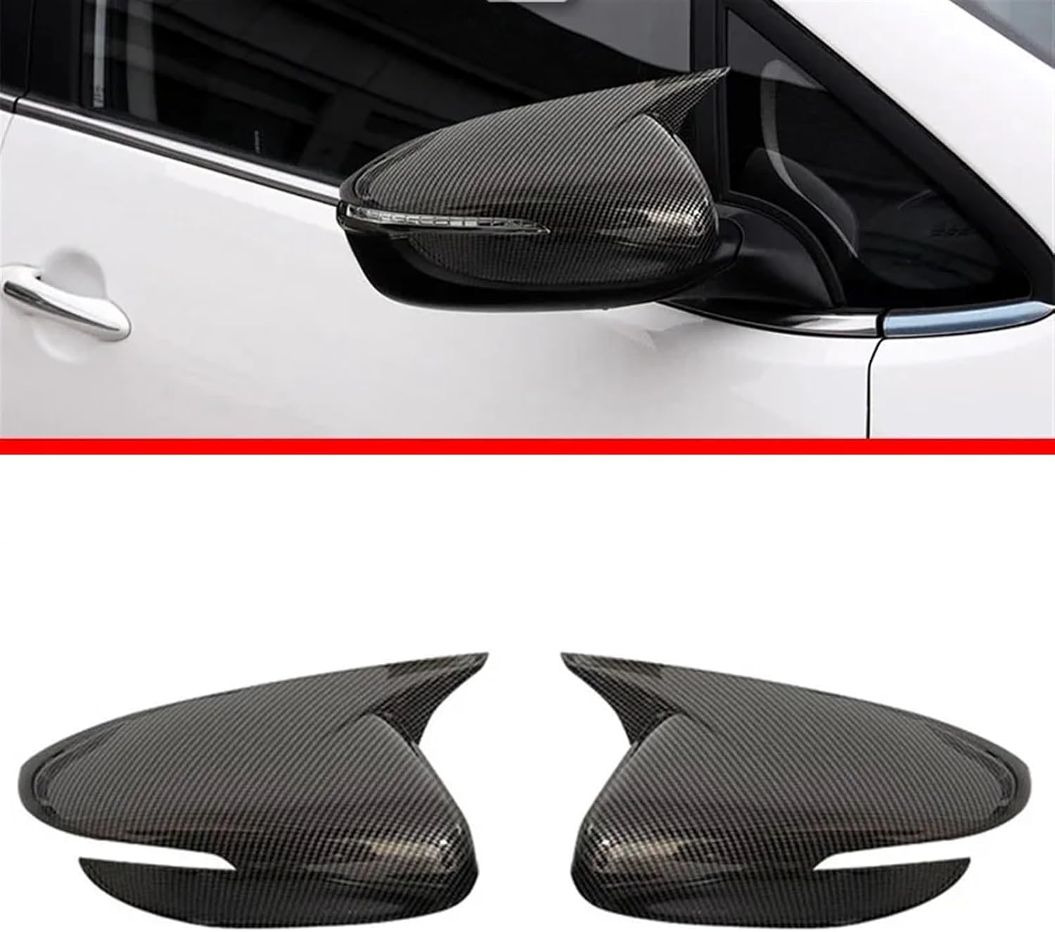 Compatible For KIA K3 Cerato Forte 2013-2018 Rearview Side Mirror Cover Wing Cap Exterior Door Rear View Case Trim Carbon Fiber Sticker(Gloss Black)