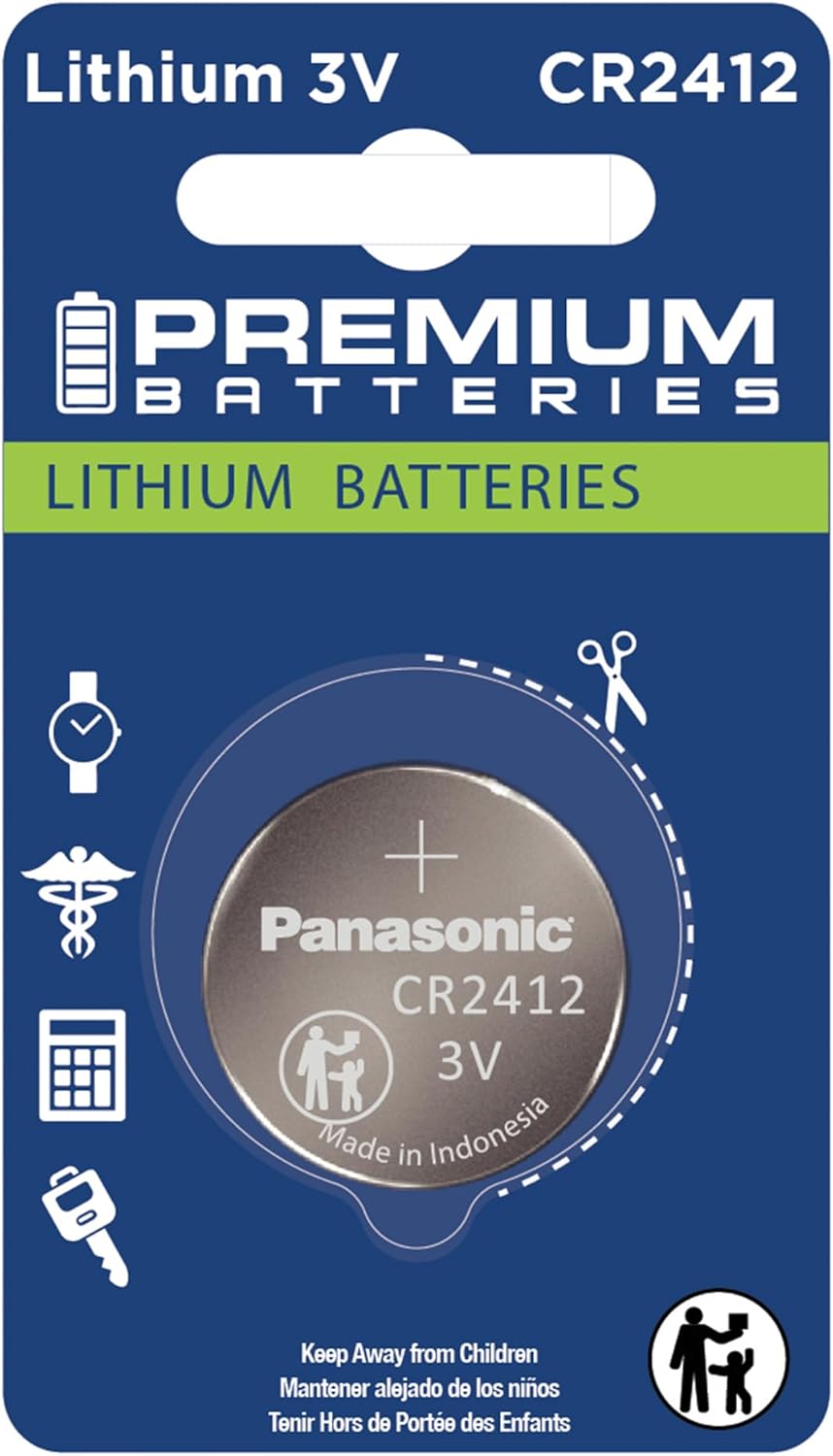 Premium CR2412 Battery Lithium 3V Coin Cell - Japanese Engineered High Capacity Batteries (1 Pack)