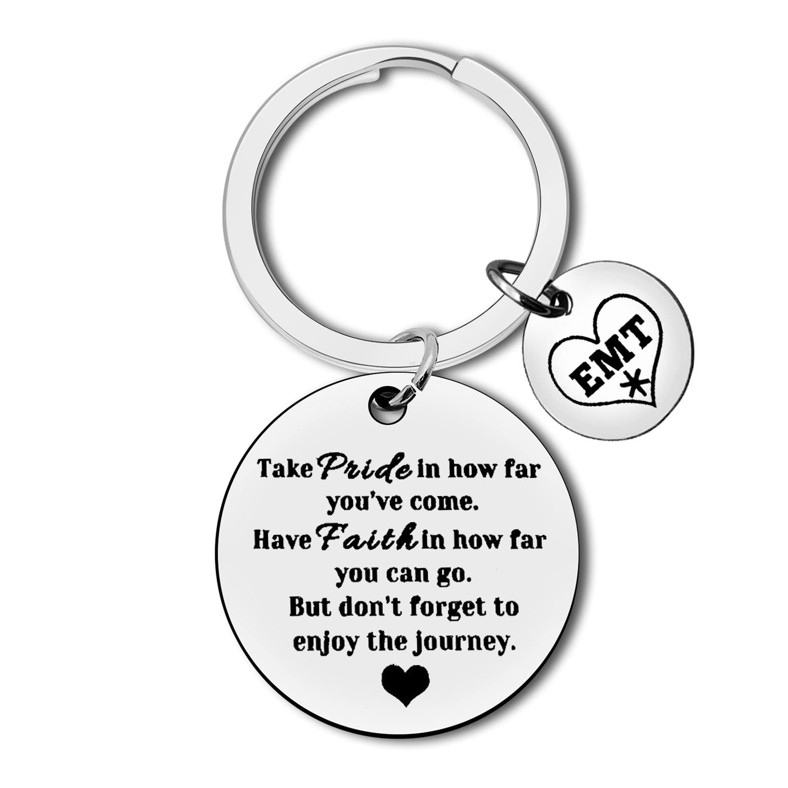 Dabihu Emergency Medical Graduation EMT Keychain - Inspirational Gift for Nurse, Technician, Paramedic, Medical Student - School Graduation Keyring