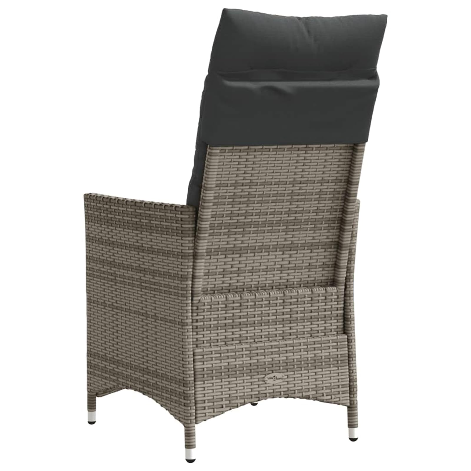 Homgoday Poltrona da Giardino Reclinabile in Rattan PE Grigio con Cuscini, Schienale Regolabile, per Esterno, 110kg