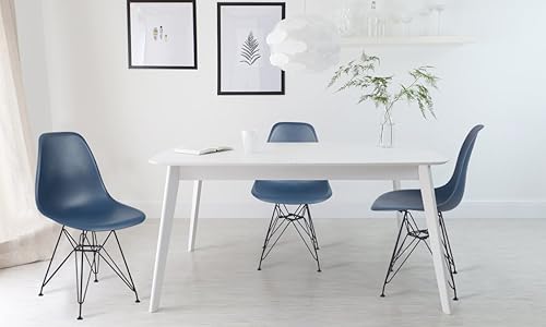 Miniatura 6 de GIA Silla de comedor contemporánea sin brazos, cantidad de 1, asiento verde azulado con patas de metal negro