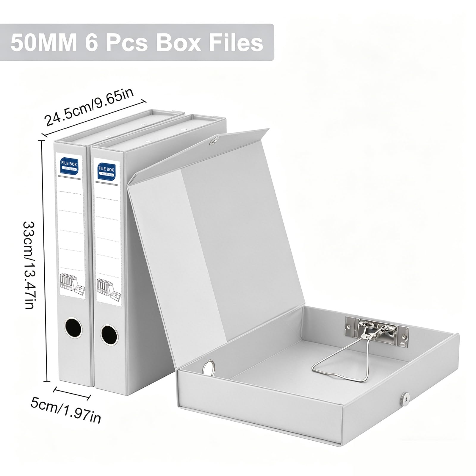 6 Pezzi Scatola Archivio con Coperchio A4, Dorso da 50 mm, Grigio | Scatola Archivio A4, Scatola per Documenti in plastica per ufficio, Scuole